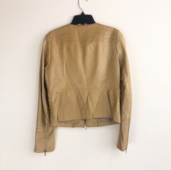 Tory Burch Camel Zip Accent Leather Jacket - Picture 7 of 9